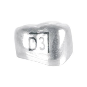 Edelstahlkronen, Milchmolar, UK 1, rechts, DLR3, ⌀ mesial/distal 8.0, Packung à 5 Stück