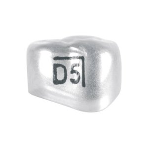 Edelstahlkronen, Milchmolar, UK 1, rechts, DLR5, ⌀ mesial/distal 8.8, Packung à 5 Stück