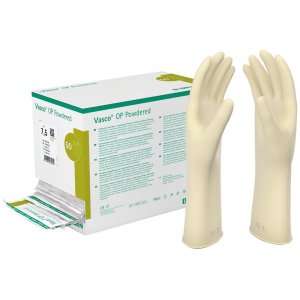 Vasco Latex OP-Handschuhe, gepudert, Größe 7, weiß, Packung à 50 Paar