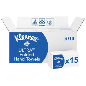 Kleenex Papierhandtuch Ultra, Interfold, 21,5 × 31,5 cm, 3-lagig, hochweiß, 15 Packungen à 96 Blatt